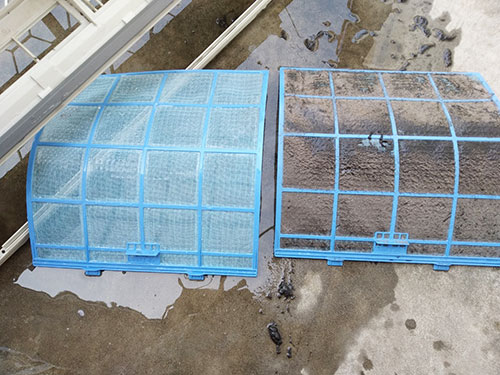 tấm lưới lọc bụi trước và sau khi vệ sinh